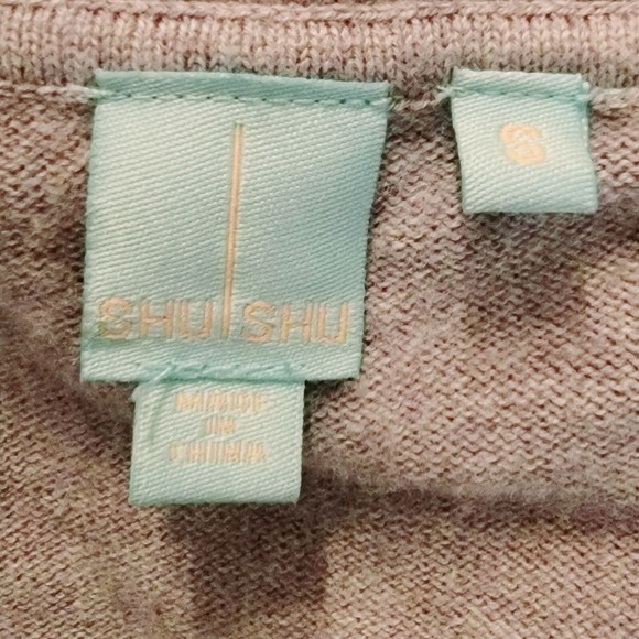 Shu Shu Womens Gray Knitted Long Sleeve Button Front Peplum Sweater Size Small - Picture 9 of 9